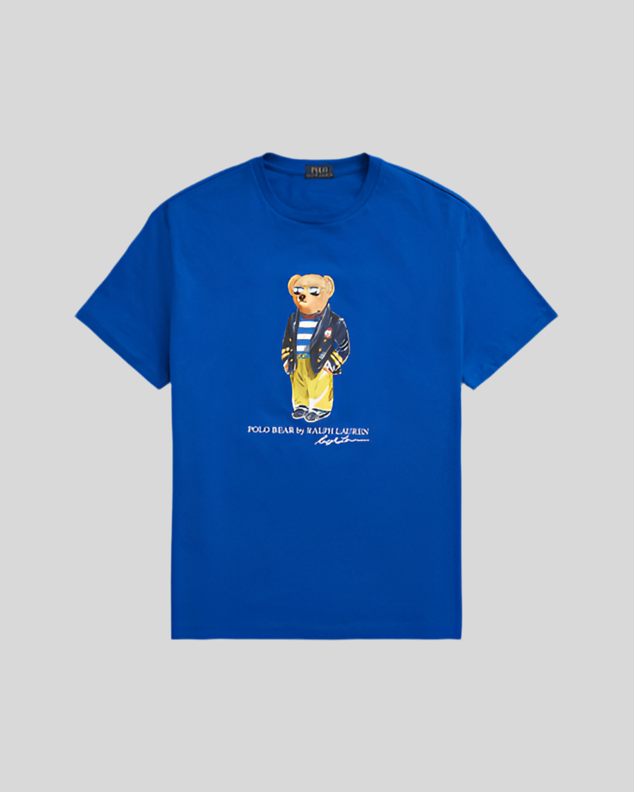 Camiseta cuello redondo Polo Ralph Lauren 🏇🏼 Color azul con diseño de polo bear Talla L y XL Entalle Clásico