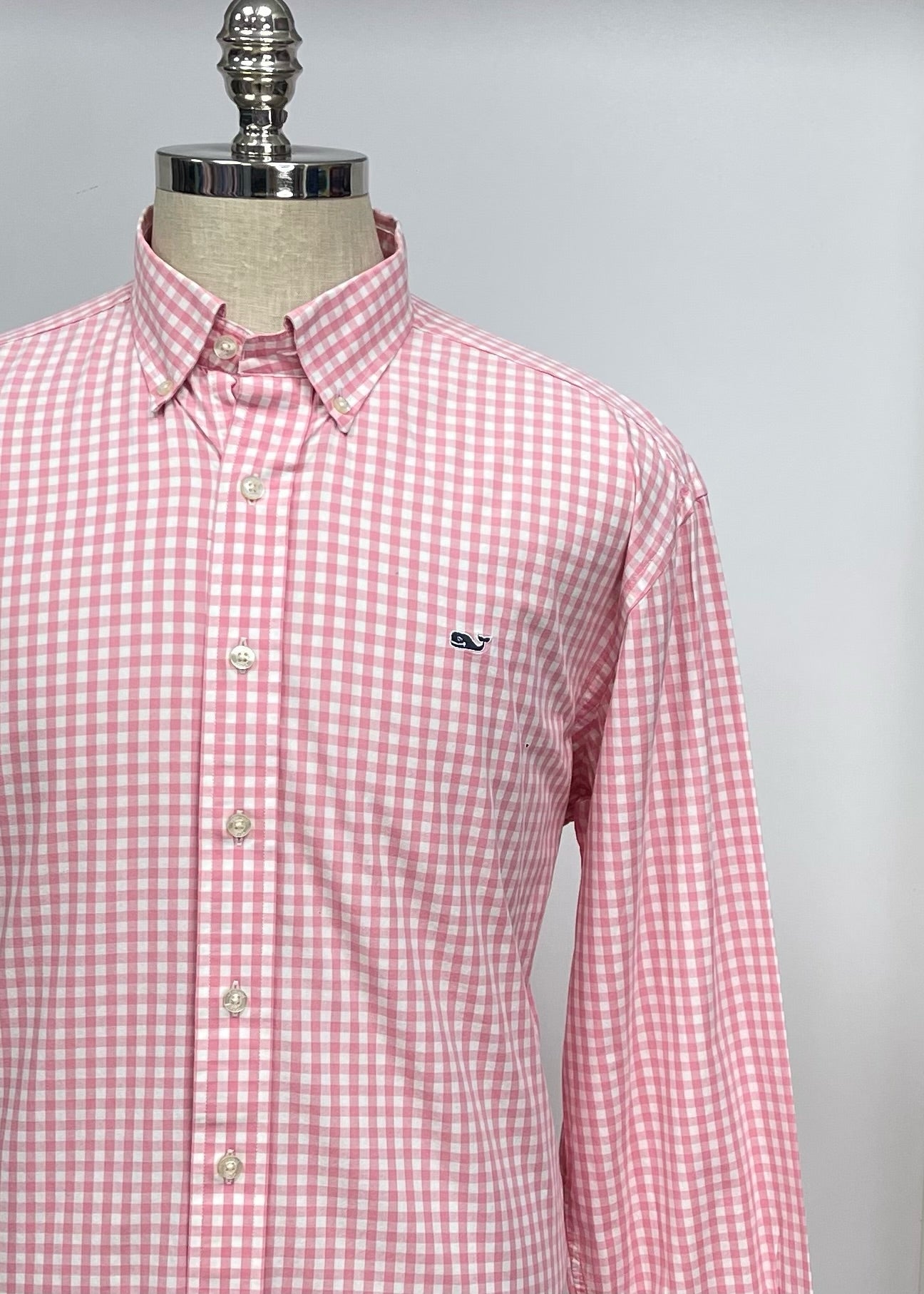 Camisa de cuadros Vineyard Vines 🐳 de cuadros gingham en color rosado y blanco Talla L Entalle Regular