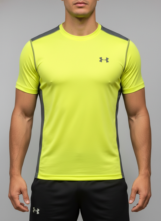Camiseta de entrenamiento cuello redondo Under Armour 🏋🏽 color amarillo intenso manga corta Talla L