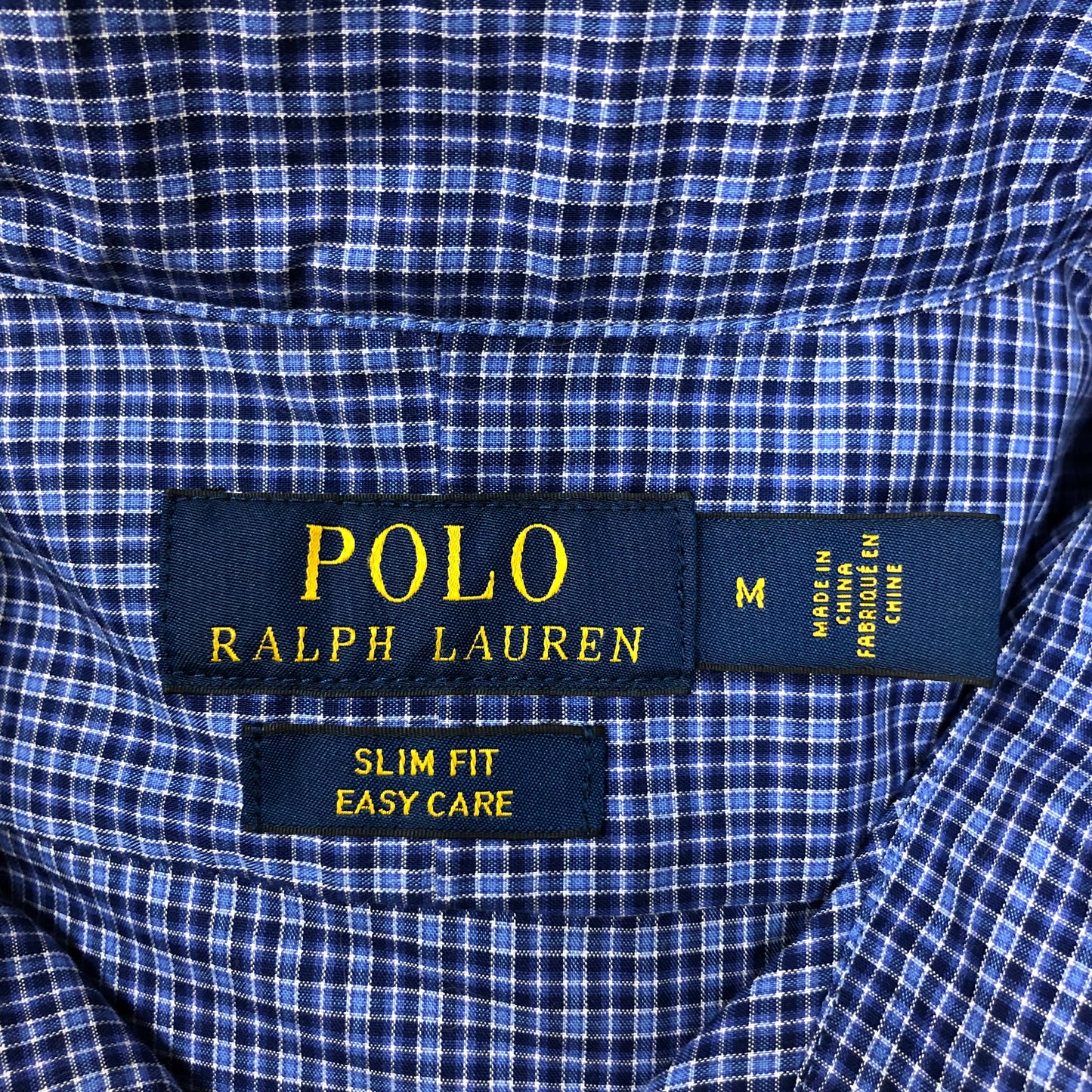 Camisa Polo Ralph Lauren 🏇🏼 con patron de cuadros en celeste y azul Talla M Entalle Slim Fit