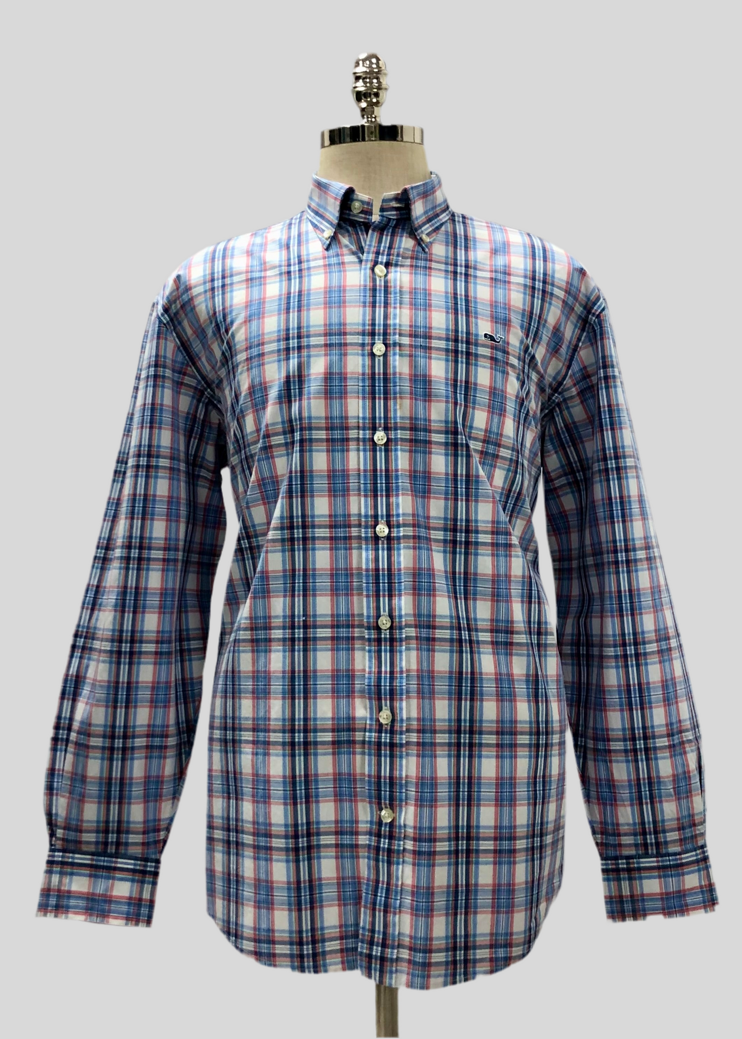 Camisa de botones Vineyard Vines 🐳 color blanco con patrón de cuadros en color rosado, azul y celeste Talla XL Entalle Regular