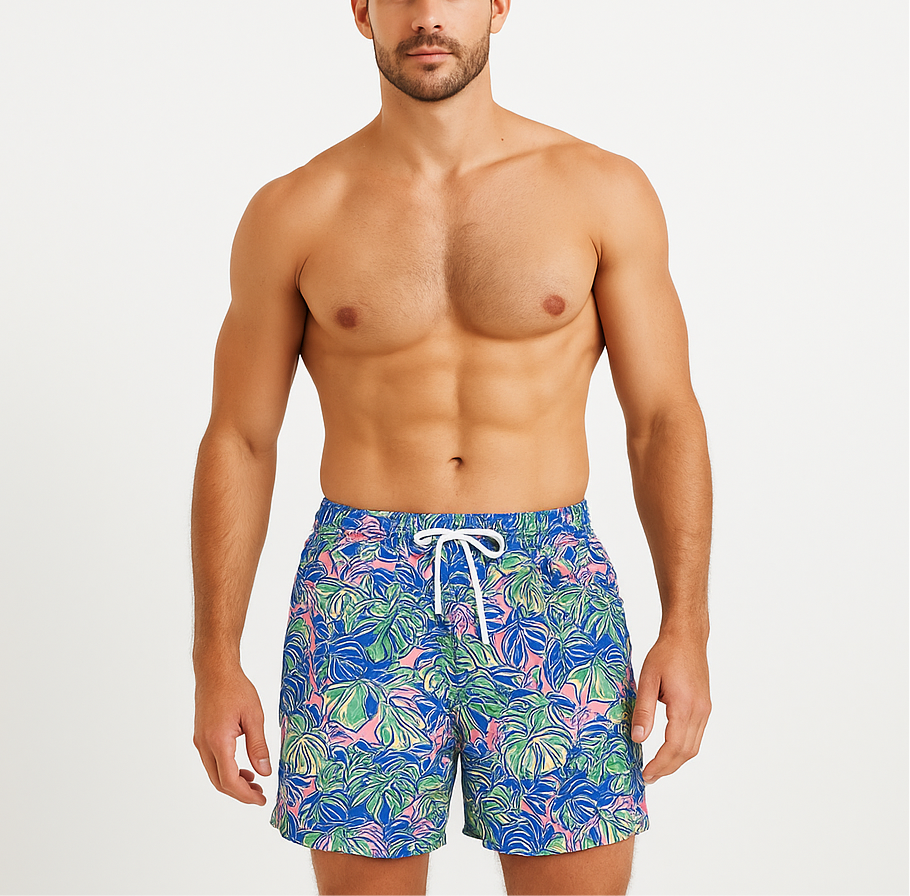 Short de baño Vineyard Vines 🐳 con diseño de hojas multicolor talla M