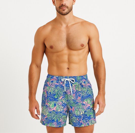 Short de baño Vineyard Vines 🐳 con diseño de hojas multicolor talla M