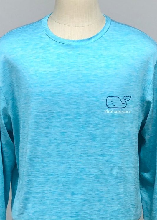 Camiseta cuello redondo Vineyard Vines 🐳 color turquesa con Diseño de ballena en azul navy Talla Large