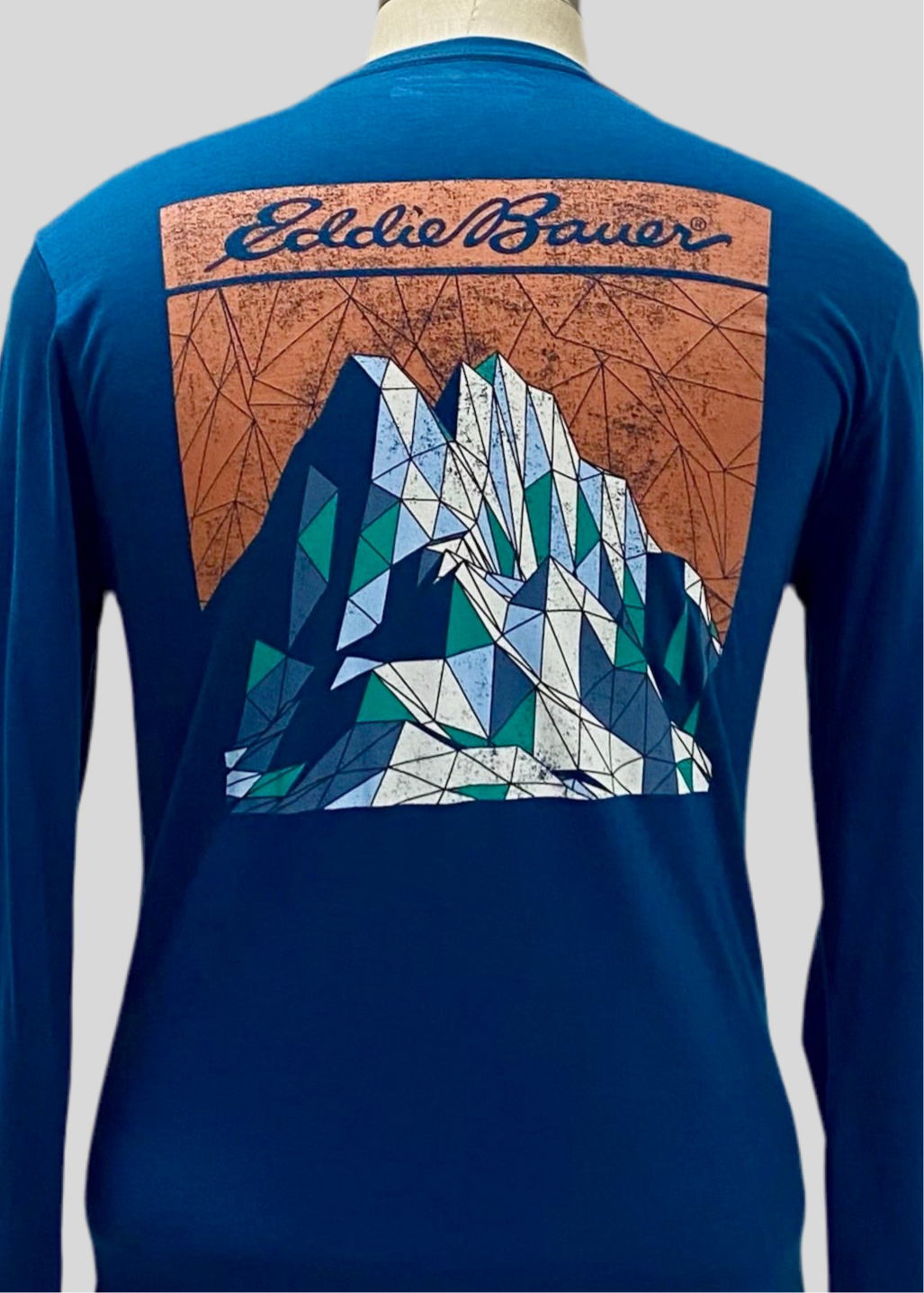 Camiseta cuello redondo Eddie  Bauer color azul con Diseño de ballena en azul Talla S