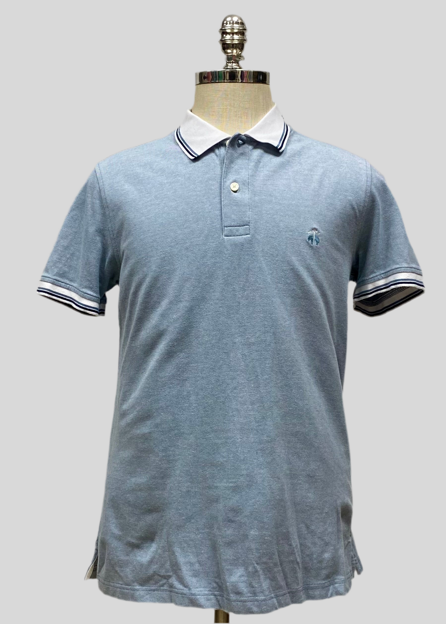 Camiseta Polo Brooks Brothers 🐑 color celeste grisáceo Talla L Slim Fit
