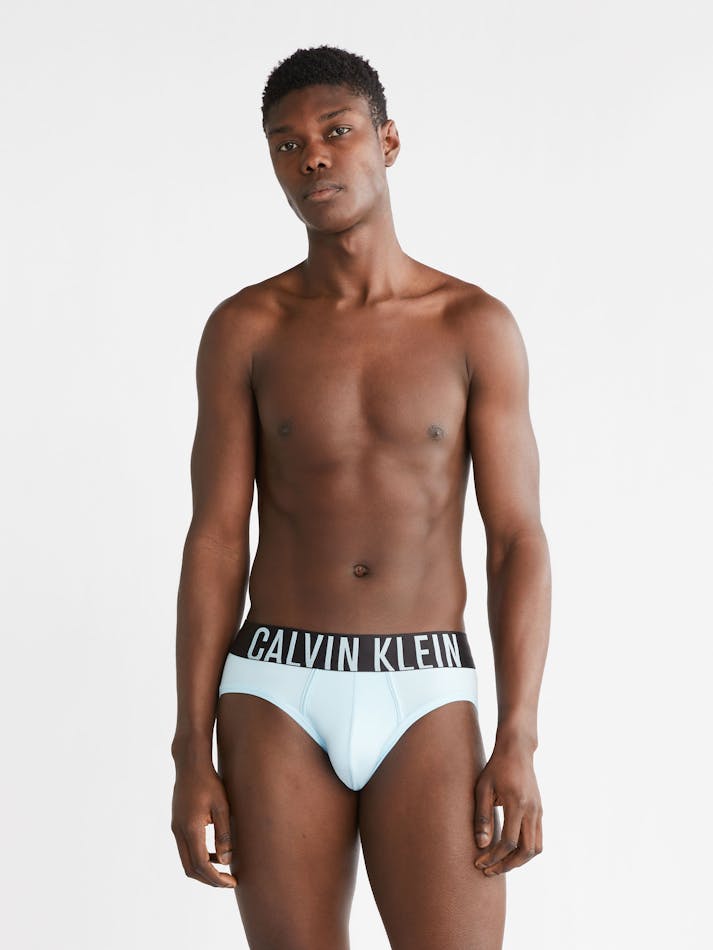 Paquete de 3 Calzoncillos a la cintura Calvin Klein - Tela microfibra stretch en color azul, gris y verde Talla L