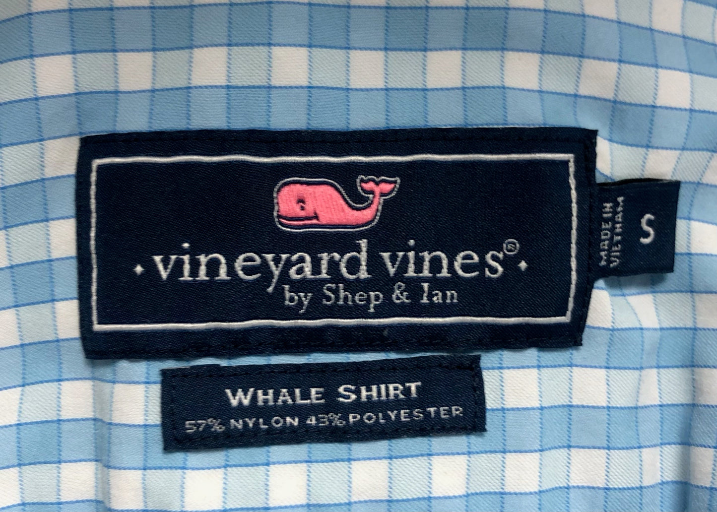 Camisa de botones Vineyard Vines 🐳 Performance de cuadros en color celeste y blanco Talla S Entalle Regular