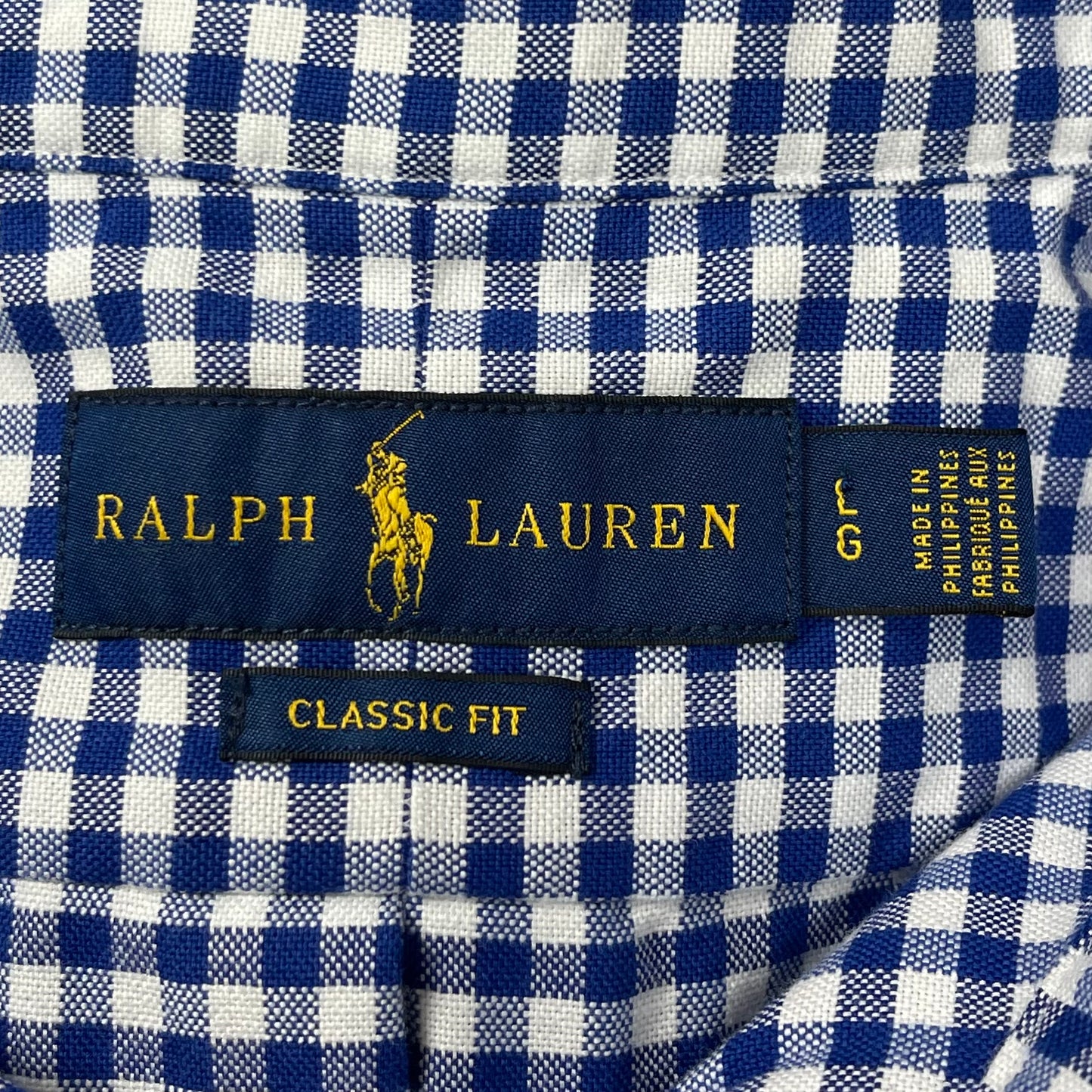 Camisa Polo Ralph Lauren 🏇🏼 con patron de cuadros gingham azul y blanco Talla L Entalle Clásico