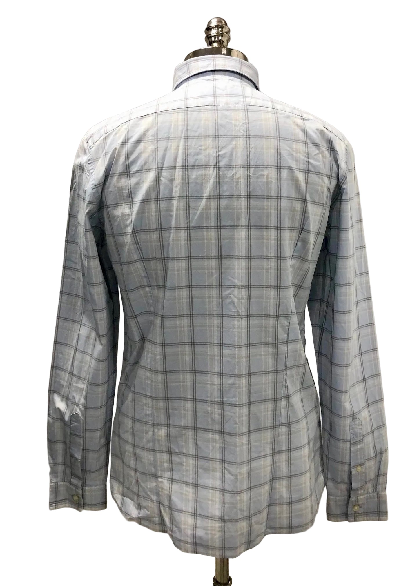 Camisa de botones Lacoste 🐊 de cuadros en celeste, gris y blanco Talla M Entalle Slim Fit (ver descripción)