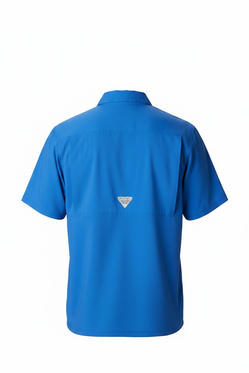 Camisa Columbia 🔹Modelo Slack Tide color azul royal con Omni Shade Manga corta