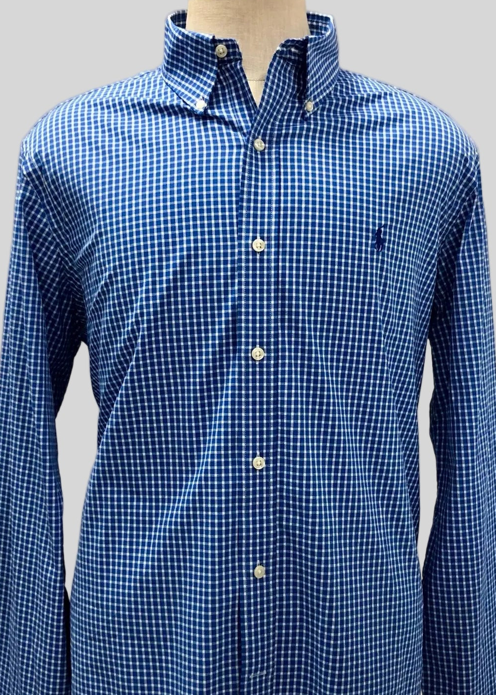 Camisa de botones Polo Ralph Lauren 🏇🏼 Performance de cuadros azul y blanco Talla XL Entalle Regular
