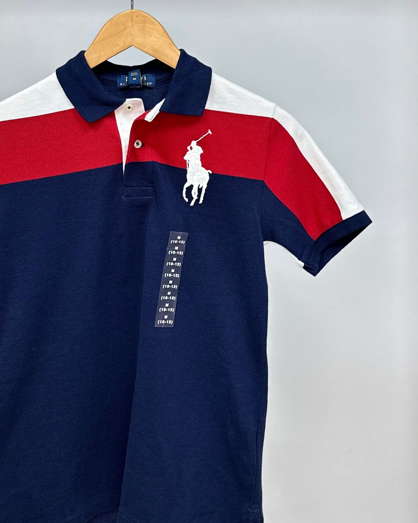 Camiseta Polo Ralph Lauren 🏇🏼 de niño con franjas en color blanfo, rojo y azul Talla M (10-12) Entalle Regular