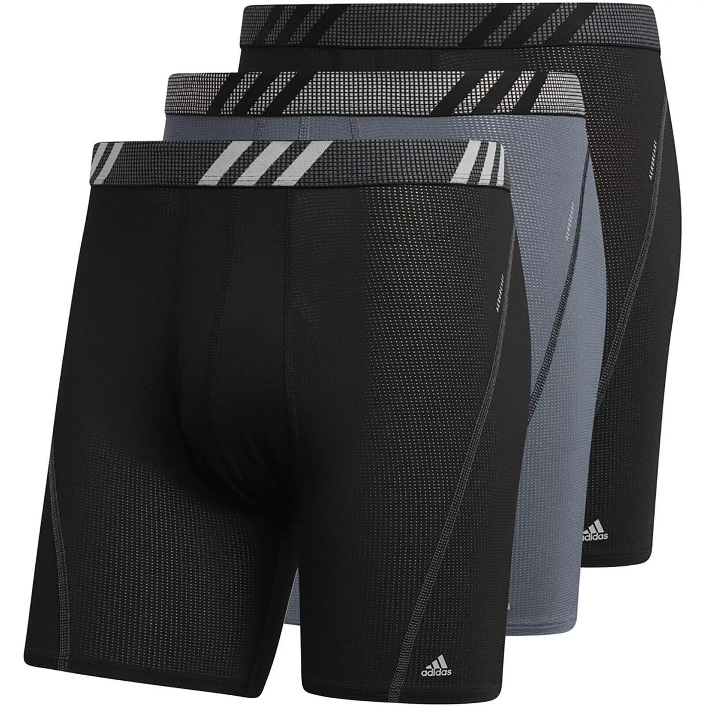 Combo de 3 Boxers Briefs Adidas Tela Performance color Negro y gris Talla 3XL