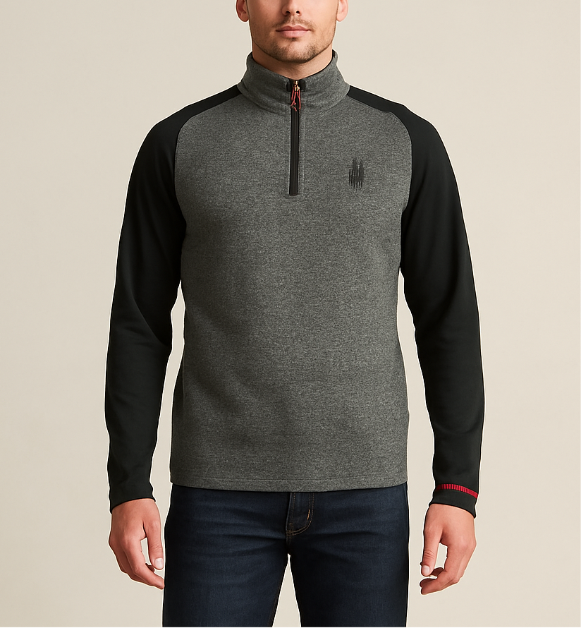 Sueter Jersey Spyder 🕷 color gris oscuro y negro con logo en color negro Talla S