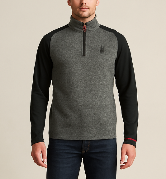 Sueter Jersey Spyder 🕷 color gris oscuro y negro con logo en color negro Talla S