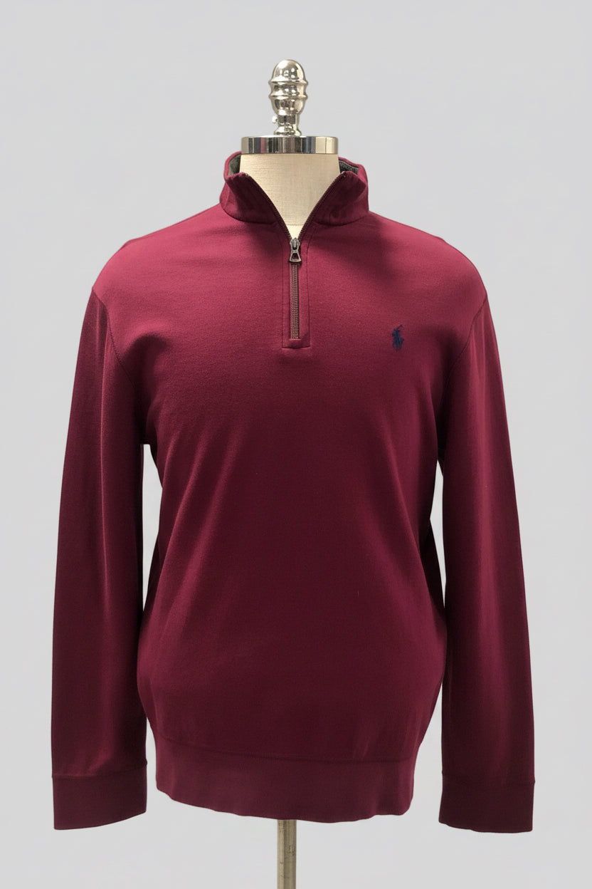 Sueter Jersey Polo Ralph Lauren 🏇🏼 color rojo oscuro con logo azul navy Talla L