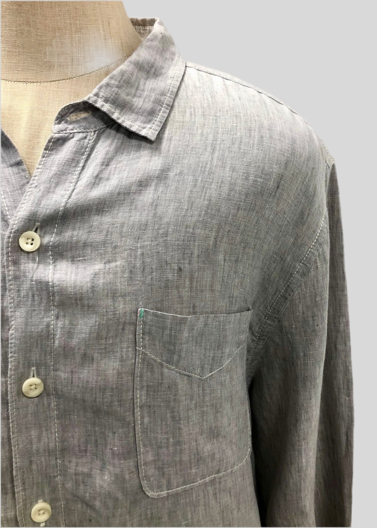 Camisa de botones Tommy Bahama 🌴 De lino en color gris claro Talla XXL Entalle Regular