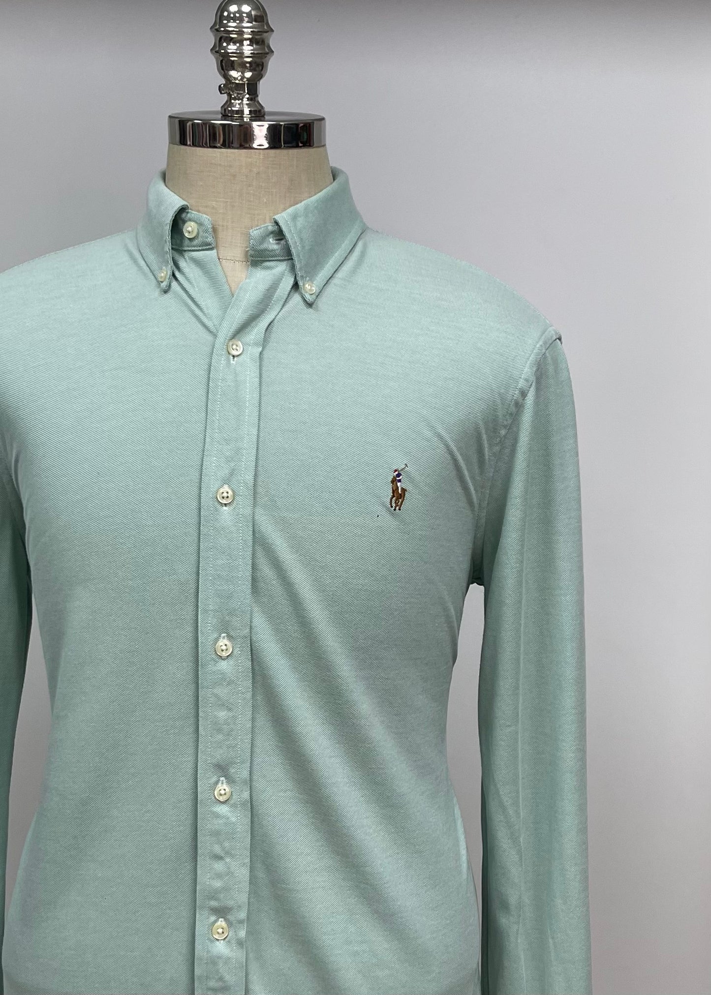 Camisa Polo Ralph Lauren 🏇🏼 Tela camiseta (Featherweight Mesh) en color verde menta Talla L Entalle Regular