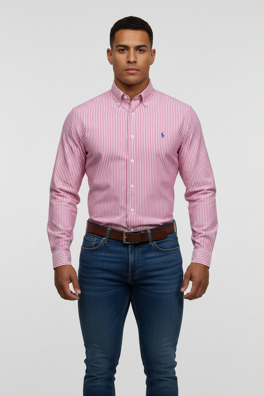Camisa de botones Polo Ralph Lauren 🏇🏼 de rayas en rosado y blanco Talla M Entalle Clásico