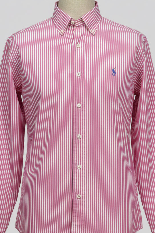 Camisa de botones Polo Ralph Lauren 🏇🏼 de rayas en rosado y blanco Talla M Entalle Clásico