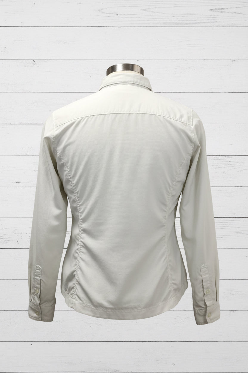 Camisa de mujer Columbia 🔹color gris claro con Omni Shade Manga larga Talla S (ver descripción)