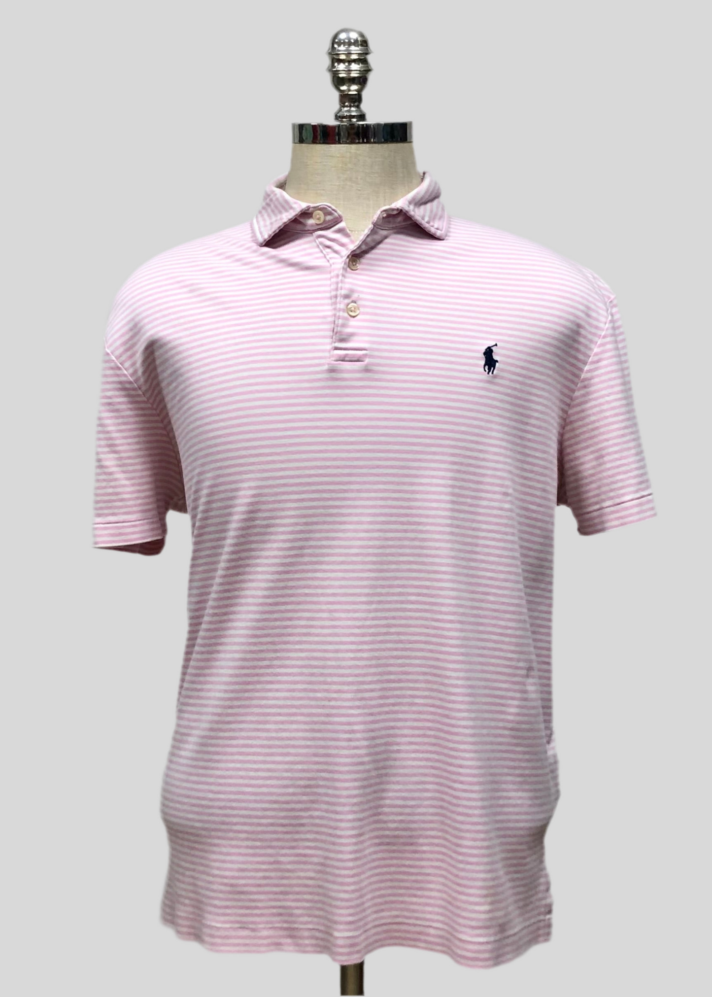 Camiseta Polo Ralph Lauren 🏇🏼 De rayas en color rosado y blanco Talla XL Entalle Regular (ver descripción)