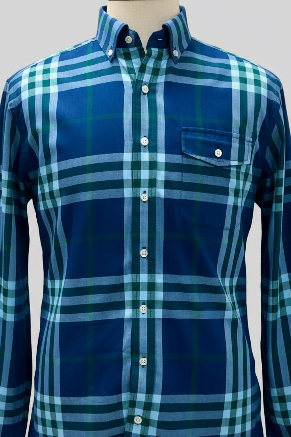Camisa de botones Vineyard Vines 🐳 de cuadros en color azul, verde y blanco Talla L Entalle Slim Fit