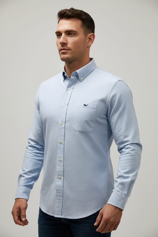 Camisa de botones Vineyard Vines 🐳 Lino en Color celeste claro Talla M Entalle Slim Fit