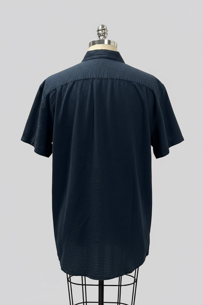 Camisa de botones Psycho Bunny 🐰 Seersucker Color negro Talla XXL Entalle Regular