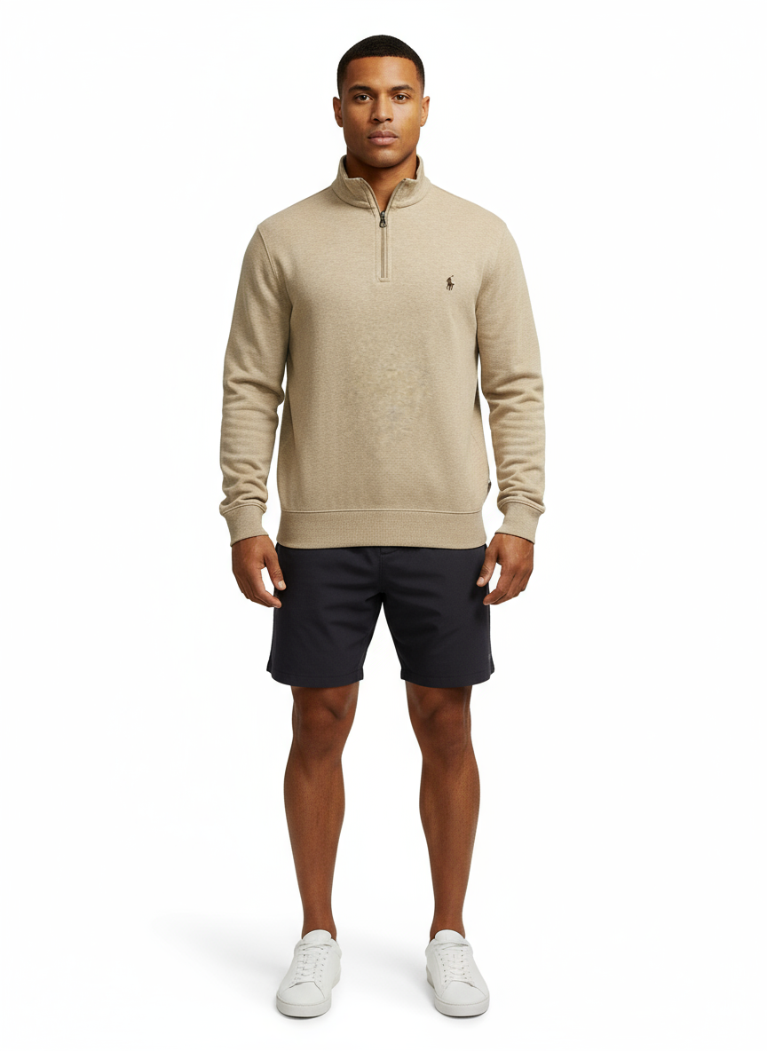 Sueter Jersey Polo Ralph Lauren 🏇🏼 color crema con logo en chocolate Talla L