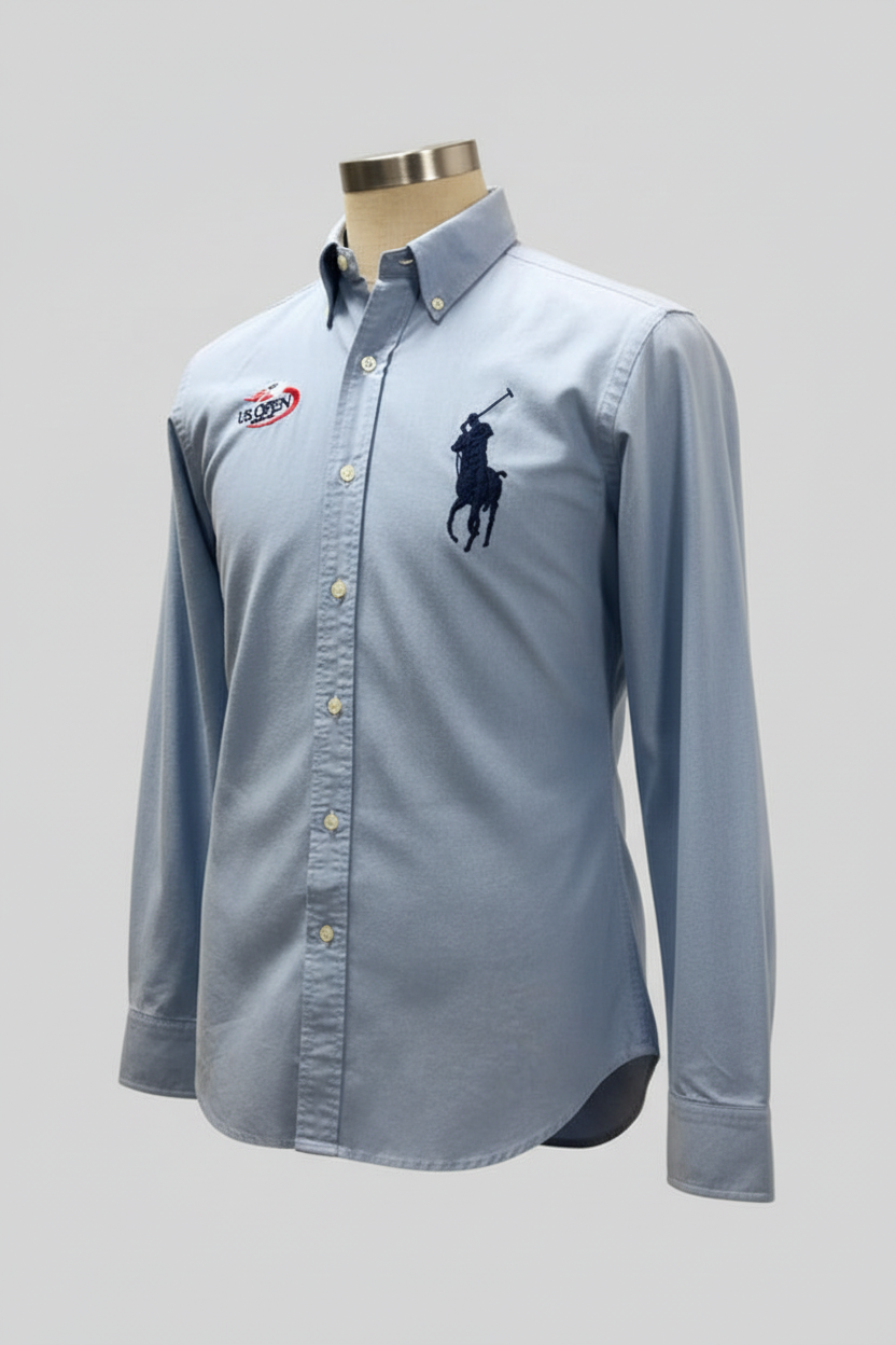 Camisa de botones Polo Ralph Lauren 🏇🏼 Oxford Edición Especial US Open en color celeste Talla M Entalle Clásico