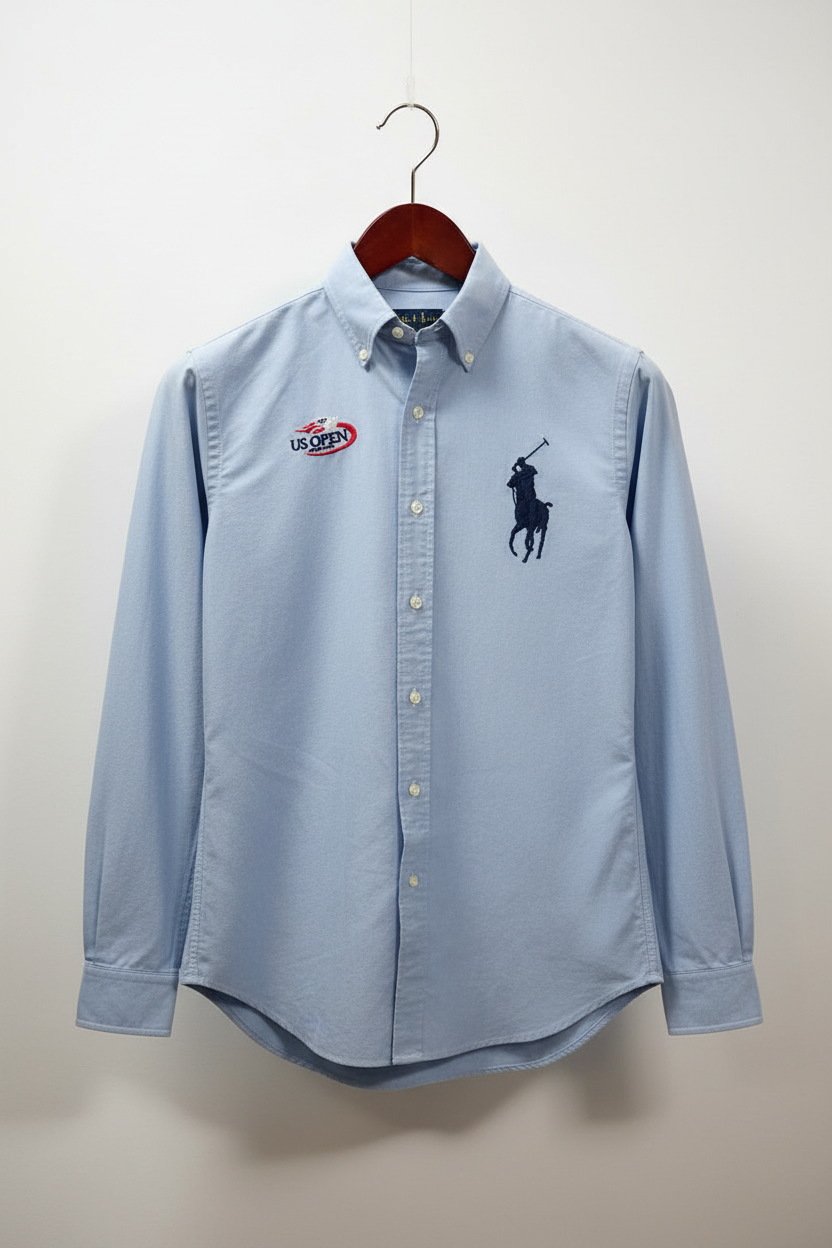Camisa de botones Polo Ralph Lauren 🏇🏼 Oxford Edición Especial US Open en color celeste Talla M Entalle Clásico