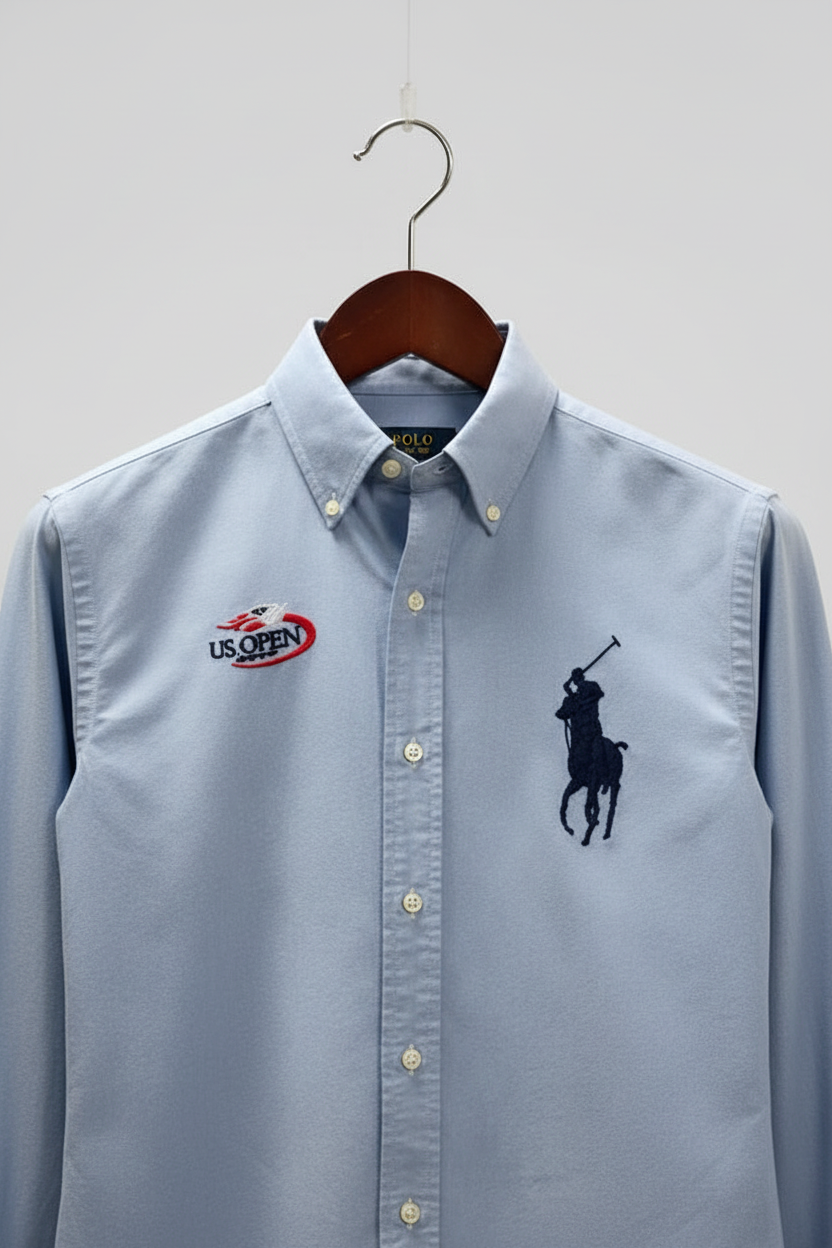 Camisa de botones Polo Ralph Lauren 🏇🏼 Oxford Edición Especial US Open en color celeste Talla M Entalle Clásico