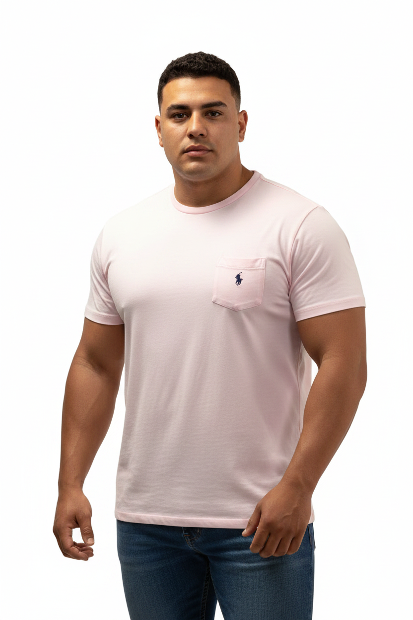 Camiseta cuello redondo Polo Ralph Lauren 🏇🏼 color rosado claro Talla XXL Entalle Regular