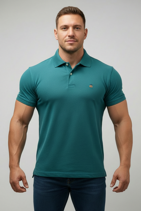 Camiseta Polo Brooks Brothers 🐑 color verde azulado Talla L Entalle Slim Fit