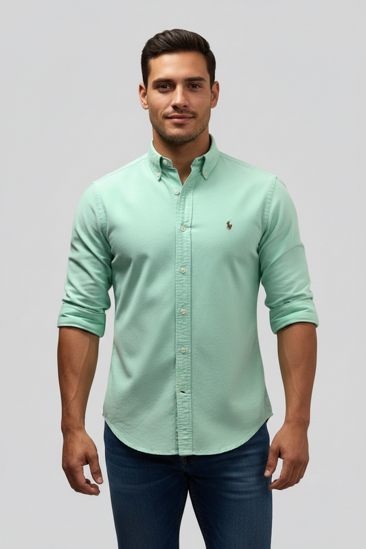Camisa de botones Polo Ralph Lauren 🏇🏼 Oxford en Color verde menta Talla M Entalle Custom Fit