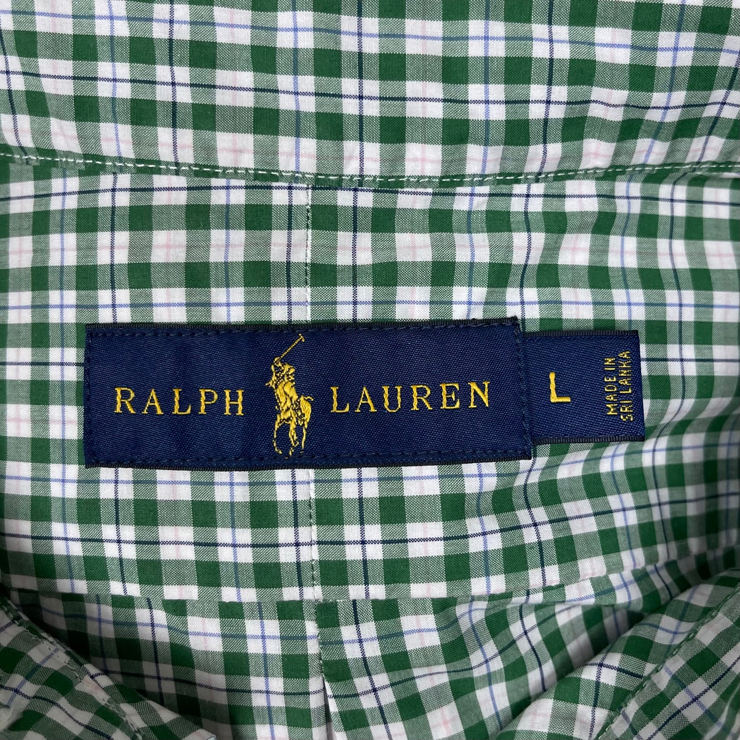 Camisa Polo Ralph Lauren 🏇🏼 Color blanco de cuadros en color verde y azul Talla L Entalle Regular