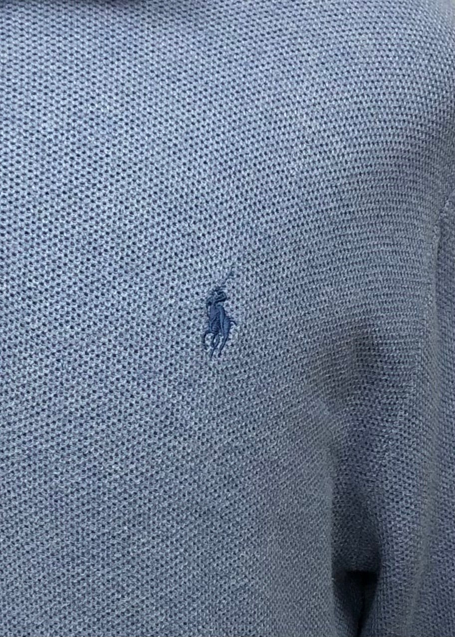 Sueter Jersey Polo Ralph Lauren 🏇🏼 color azul claro con logo en azul Talla XL