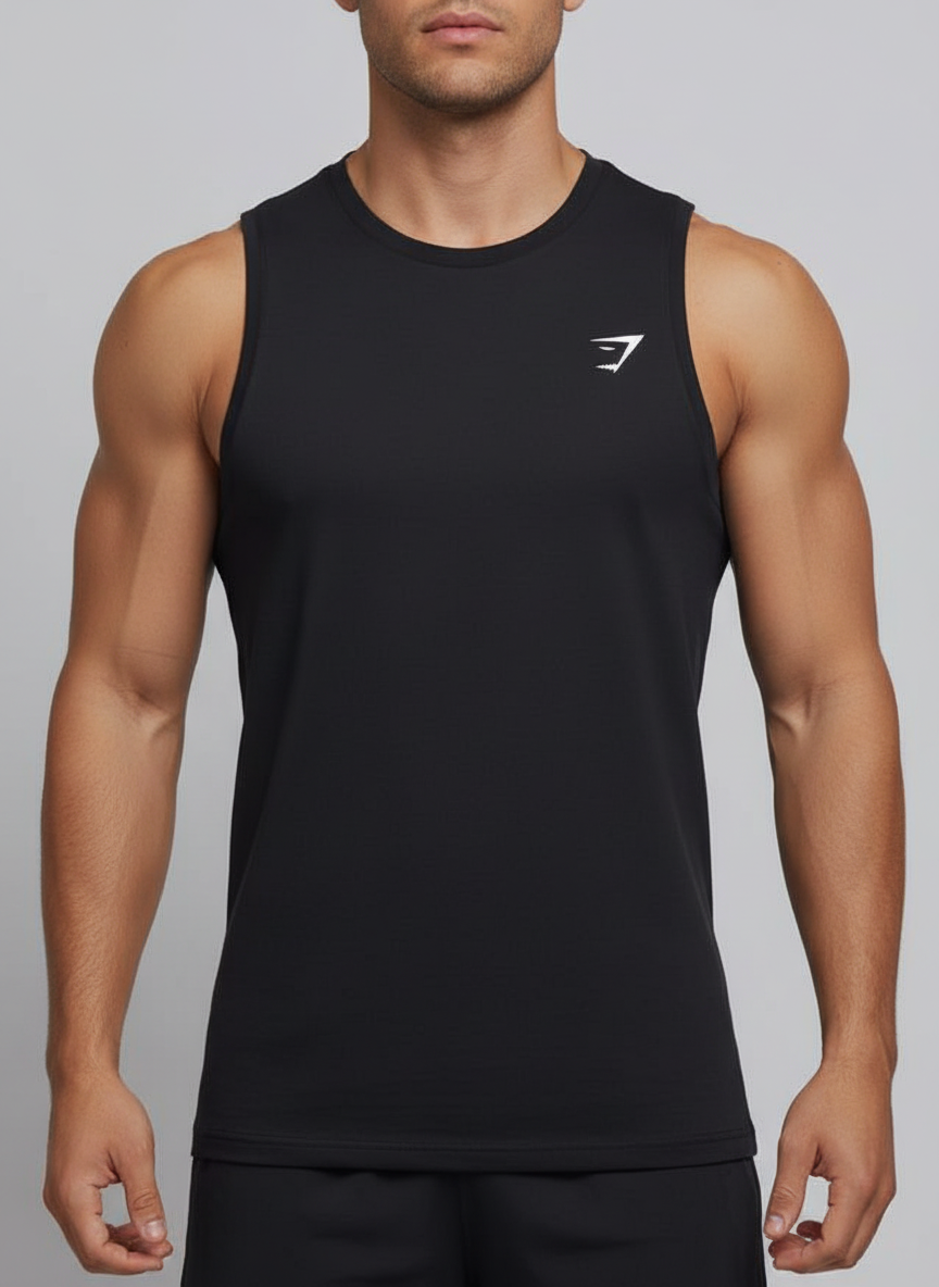 Camiseta de entrenamiento sin mangas Gymshark 🏋🏽 color negro y logo en blanco Talla L
