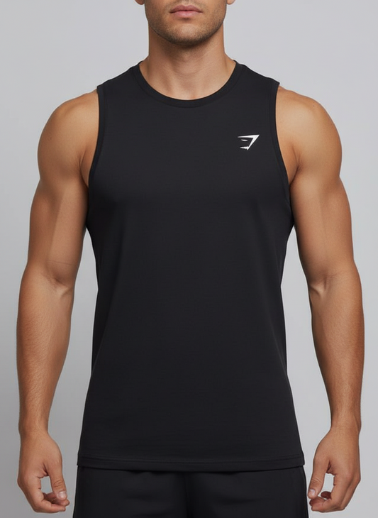Camiseta de entrenamiento sin mangas Gymshark 🏋🏽 color negro y logo en blanco Talla L