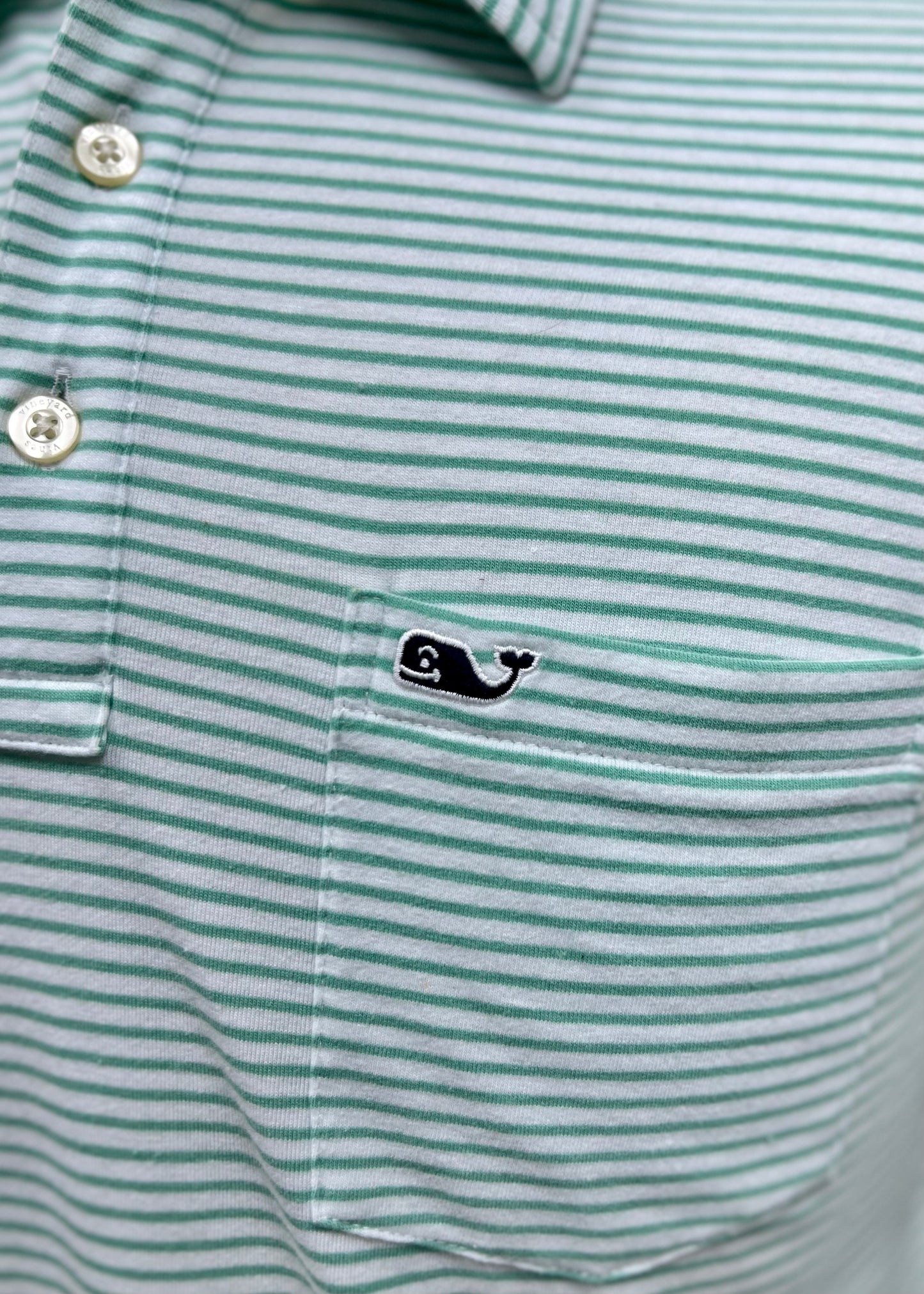 Camiseta Polo Vineyard Vines 🐳 con rayas en verde y blanco Talla S Entalle Regular