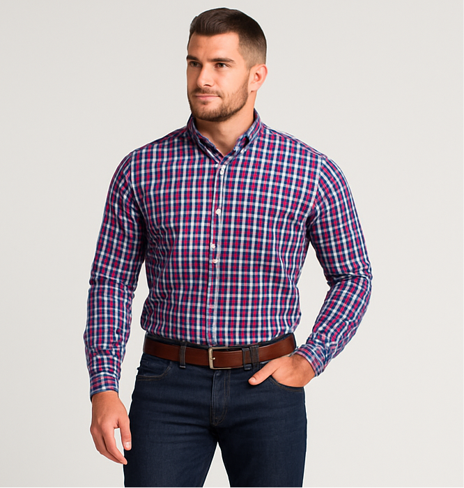 Camisa Vineyard Vines 🐳 con cuadros en color rojo, azul navy y blanco Talla XL Entalle Clasico