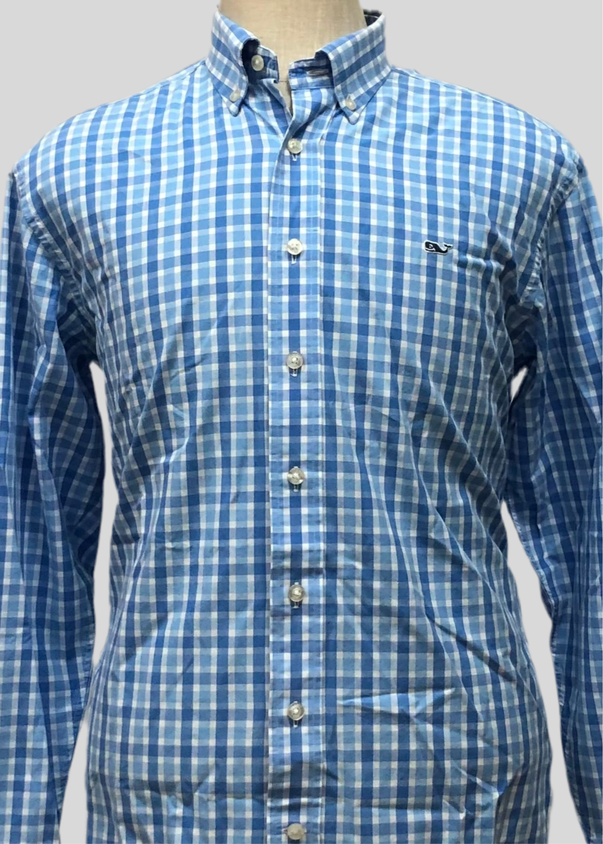Camisa de botones Vineyard Vines 🐳 color blanco de cuadros en color azul y celeste Talla M Entalle Regular