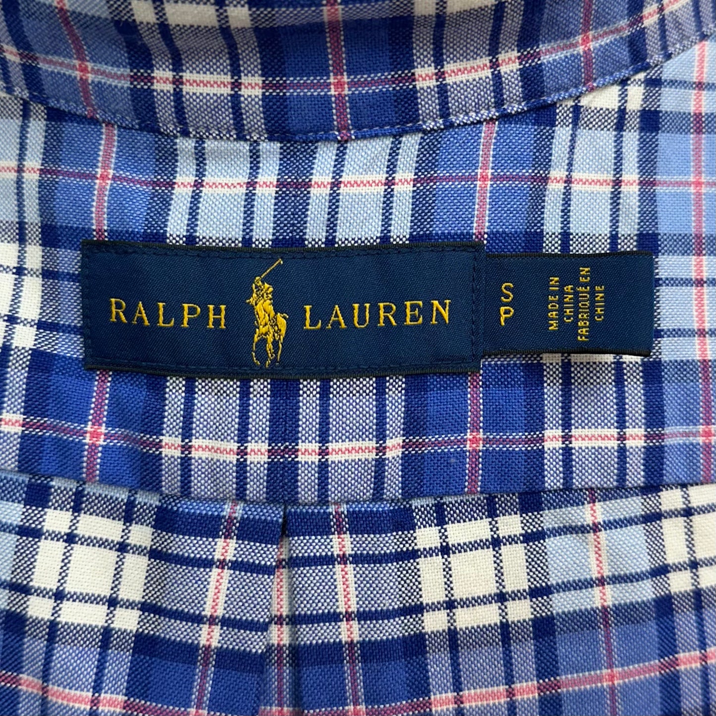 Camisa Polo Ralph Lauren 🏇🏼 con patron de cuadros en azul, celeste y blanco Talla S Entalle Regular