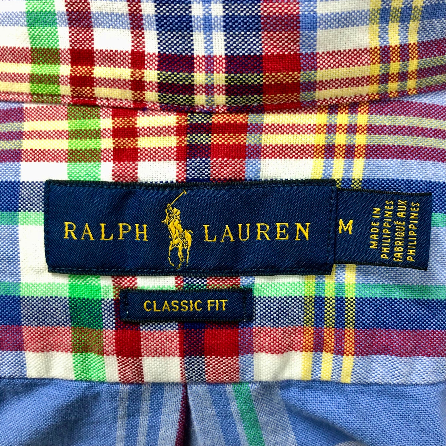 Camisa Polo Ralph Lauren 🏇🏼 Oxford de cuadros tartán en color celeste, verde y rojo Talla M Entalle Clásico