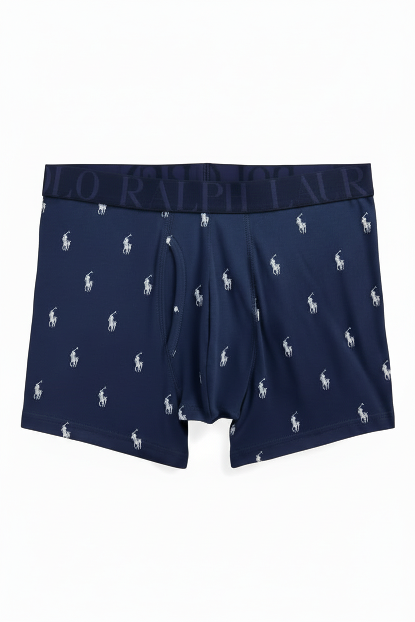 Paquete de 3 Boxer Briefs Polo Ralph Lauren 🏇🏼 Classic Fit Tela algodón stretch color azul, celeste y con diseño de logo Talla S
