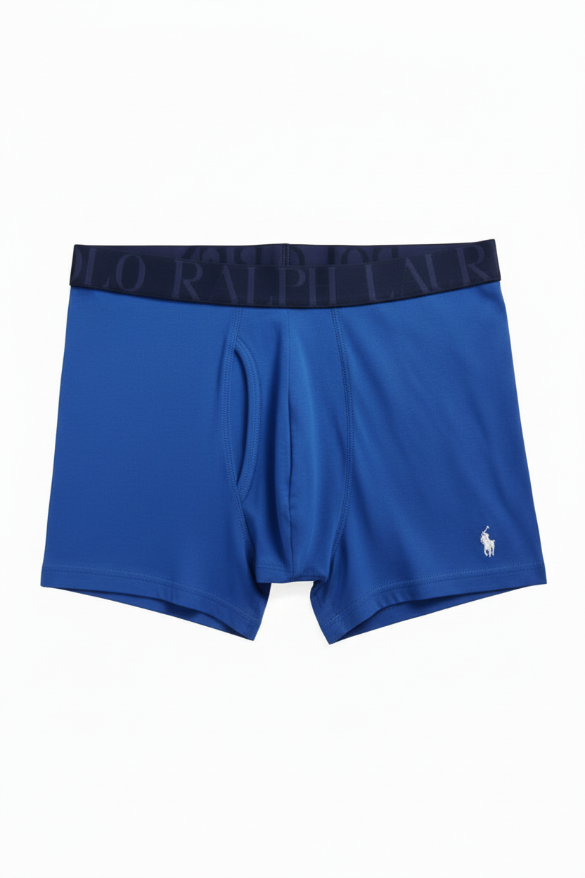 Paquete de 3 Boxer Briefs Polo Ralph Lauren 🏇🏼 Classic Fit Tela algodón stretch color azul, celeste y con diseño de logo Talla S