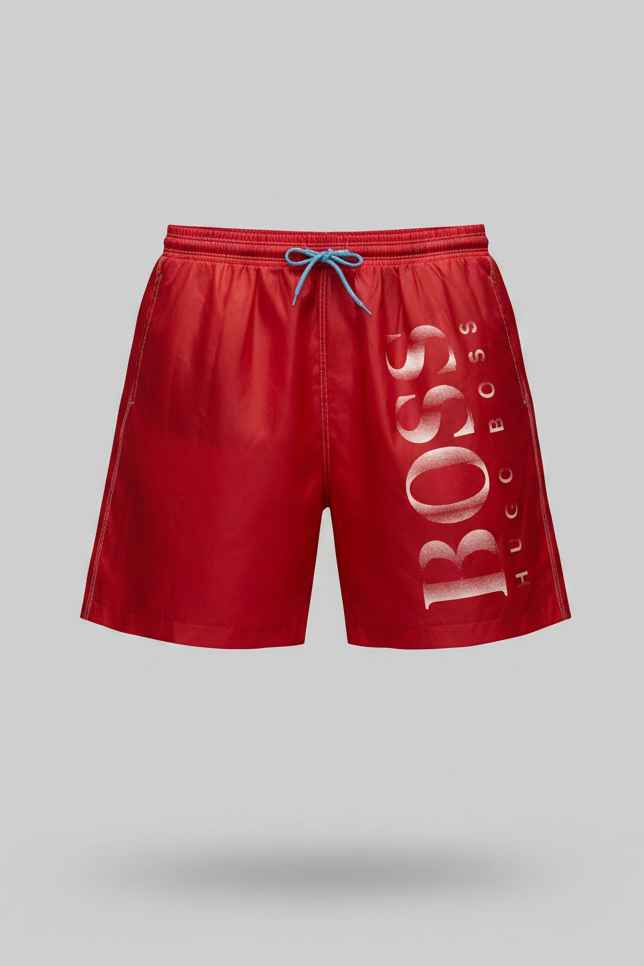 Short de baño Hugo Boss 🇩🇪 color rojo y logo en color blanco talla XL