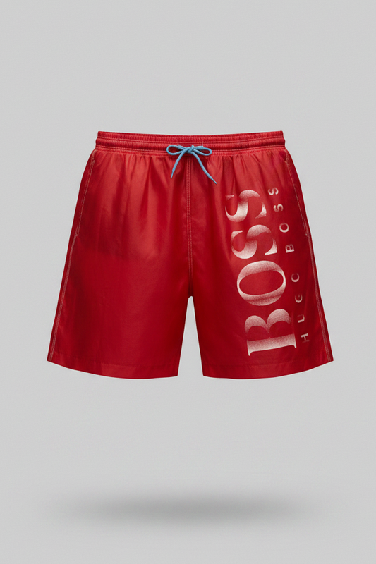 Short de baño Hugo Boss 🇩🇪 color rojo y logo en color blanco talla XL